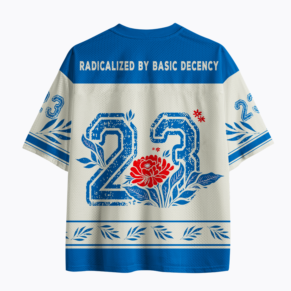 Radicalized by Basic Decency, Floral Graphic Mesh Jersey