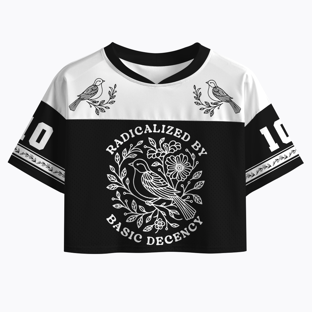 Radicalized By Basic Decency Floral Crop Sports Jersey