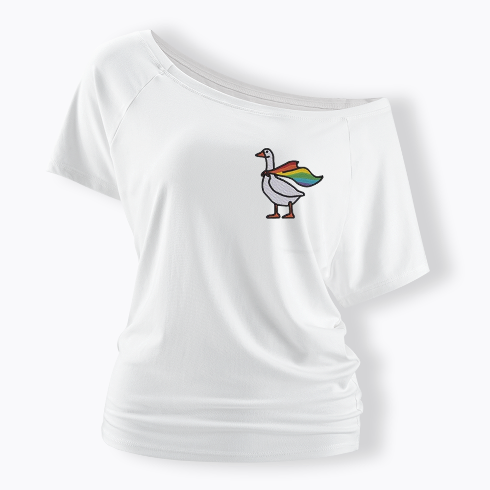 Rainbow Goose LGBTQ Off Shoulder T-shirt