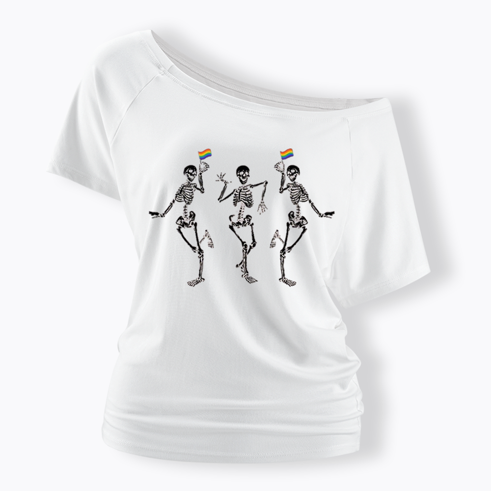pride dancing skeleton Off Shoulder T-shirt
