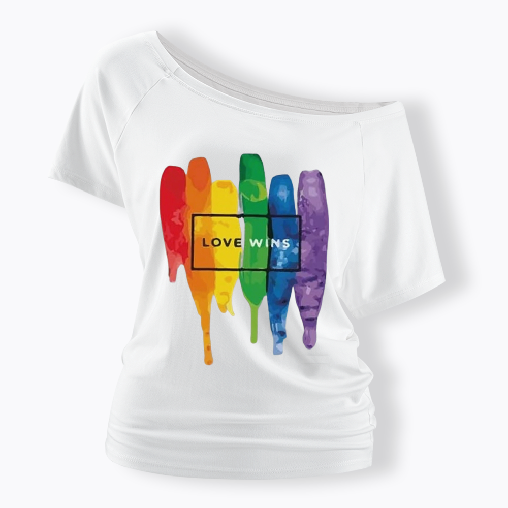 Love Wins Off Shoulder T-shirt