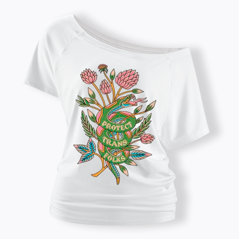 Protect Trans Folks Off Shoulder T-shirt
