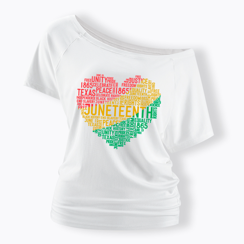 Juneteenth Heart Black History Off Shoulder T-shirt