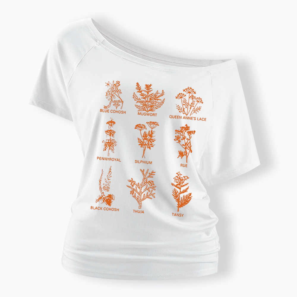 My Body My Choice Abortion Plant Herbs Off Shoulder T-shirt