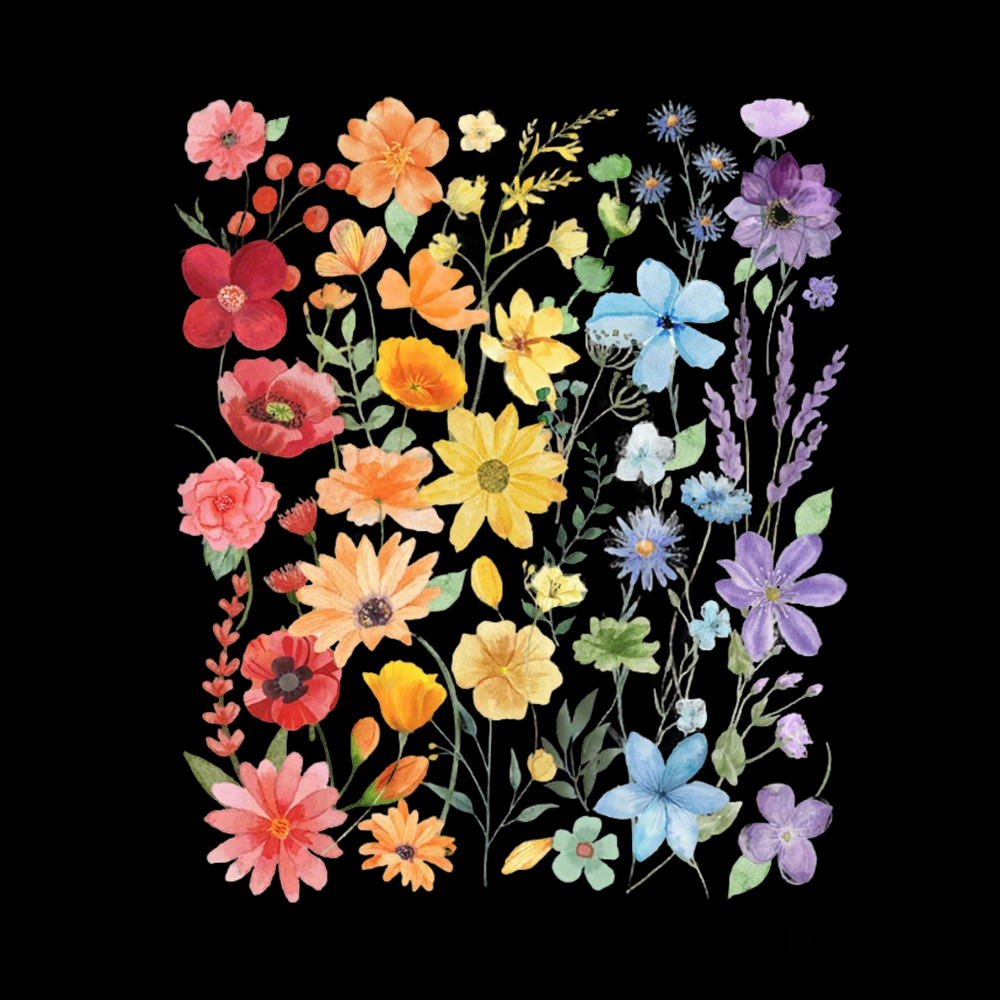 Rainbow Flowers V-Neck Classic T-Shirt