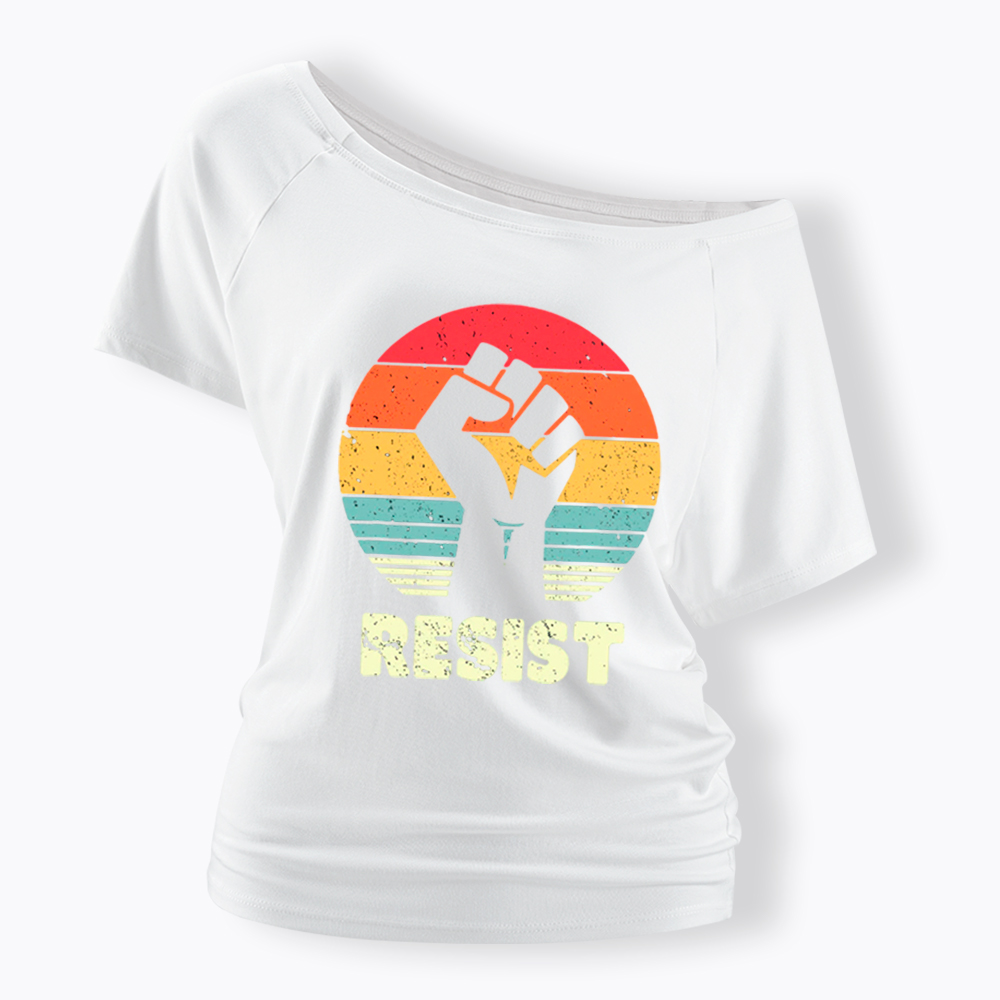 Resist Fist Off Shoulder T-shirt