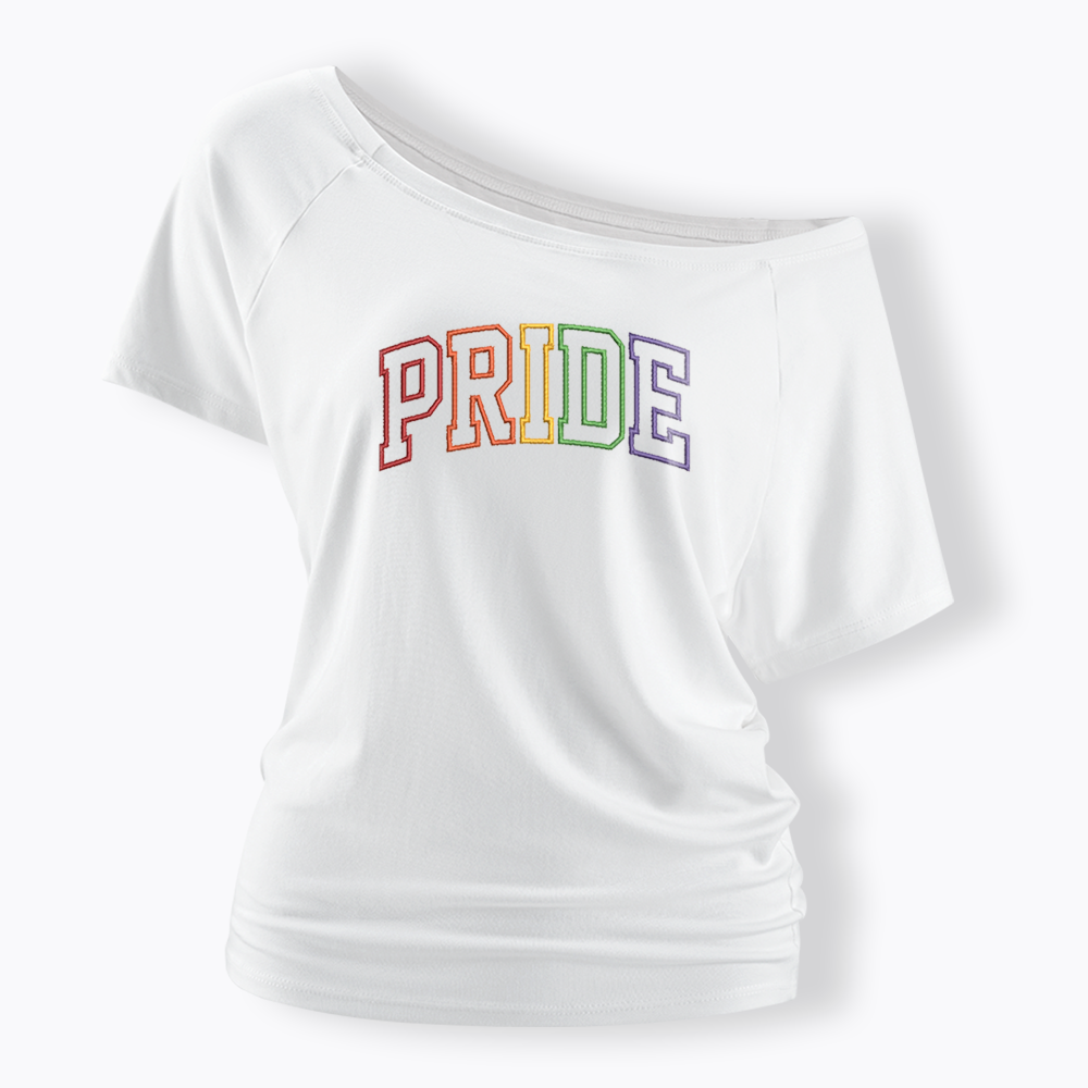 Embroidered Pride Off Shoulder T-shirt