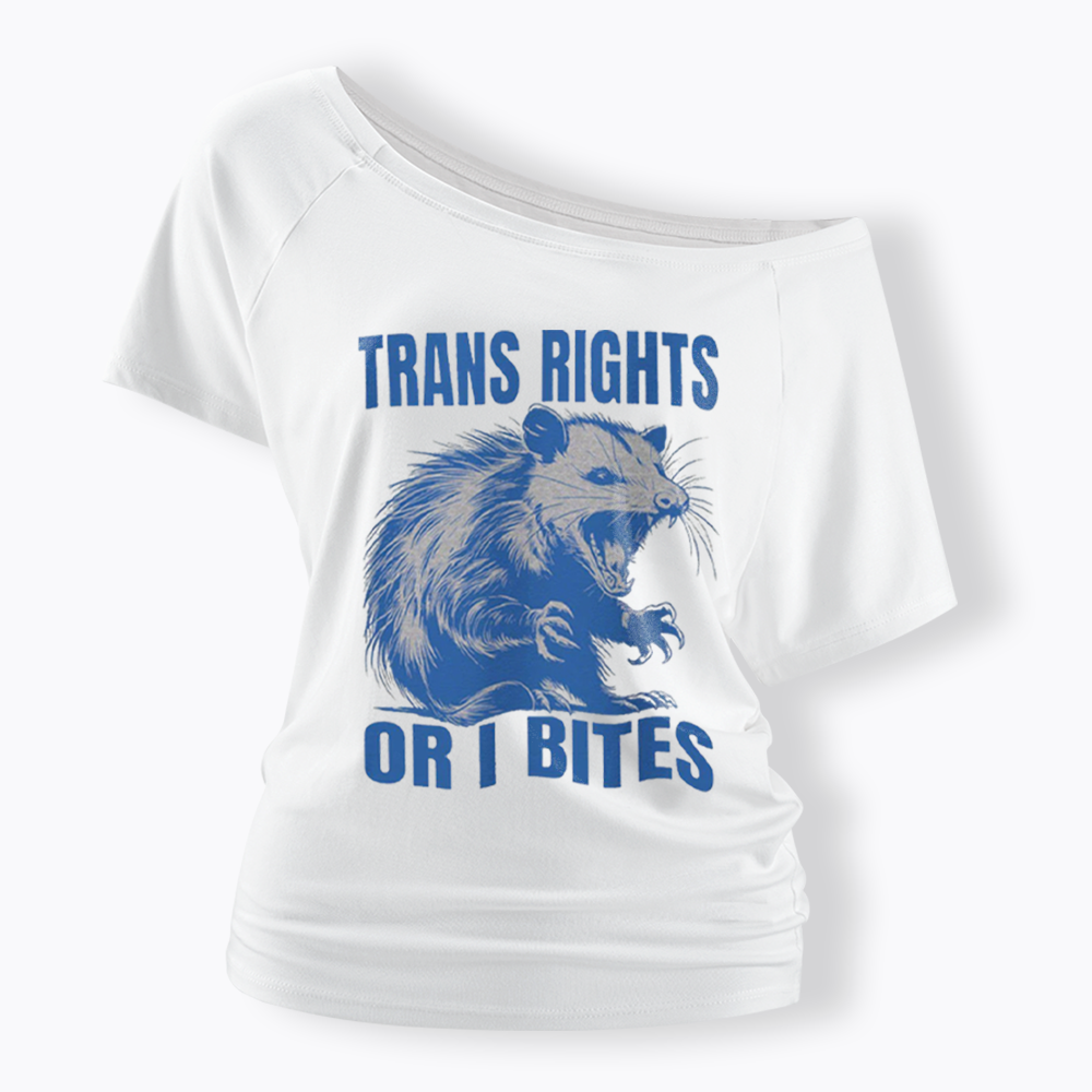Trans Rights Off Shoulder T-shirt