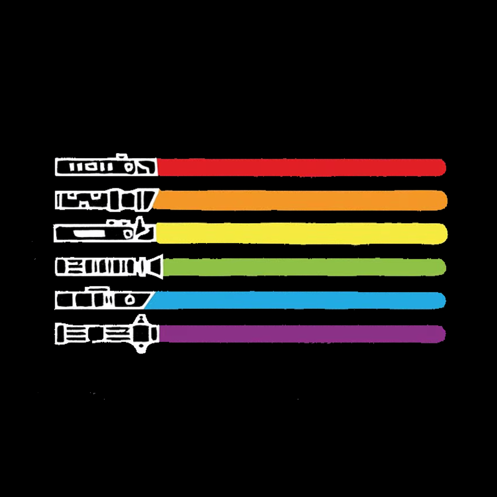 Rainbow Lightsaber Kids Washed T-Shirt 