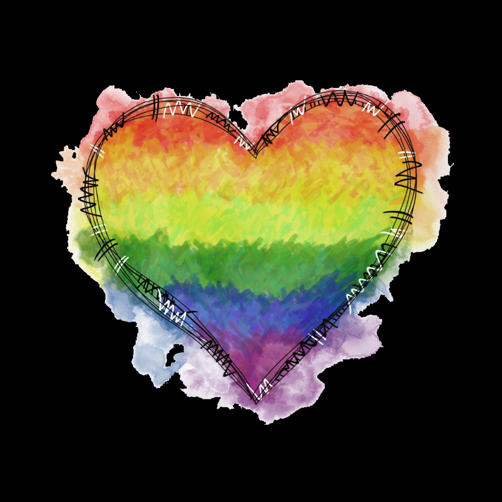 Rainbow Heart Washed T-Shirt