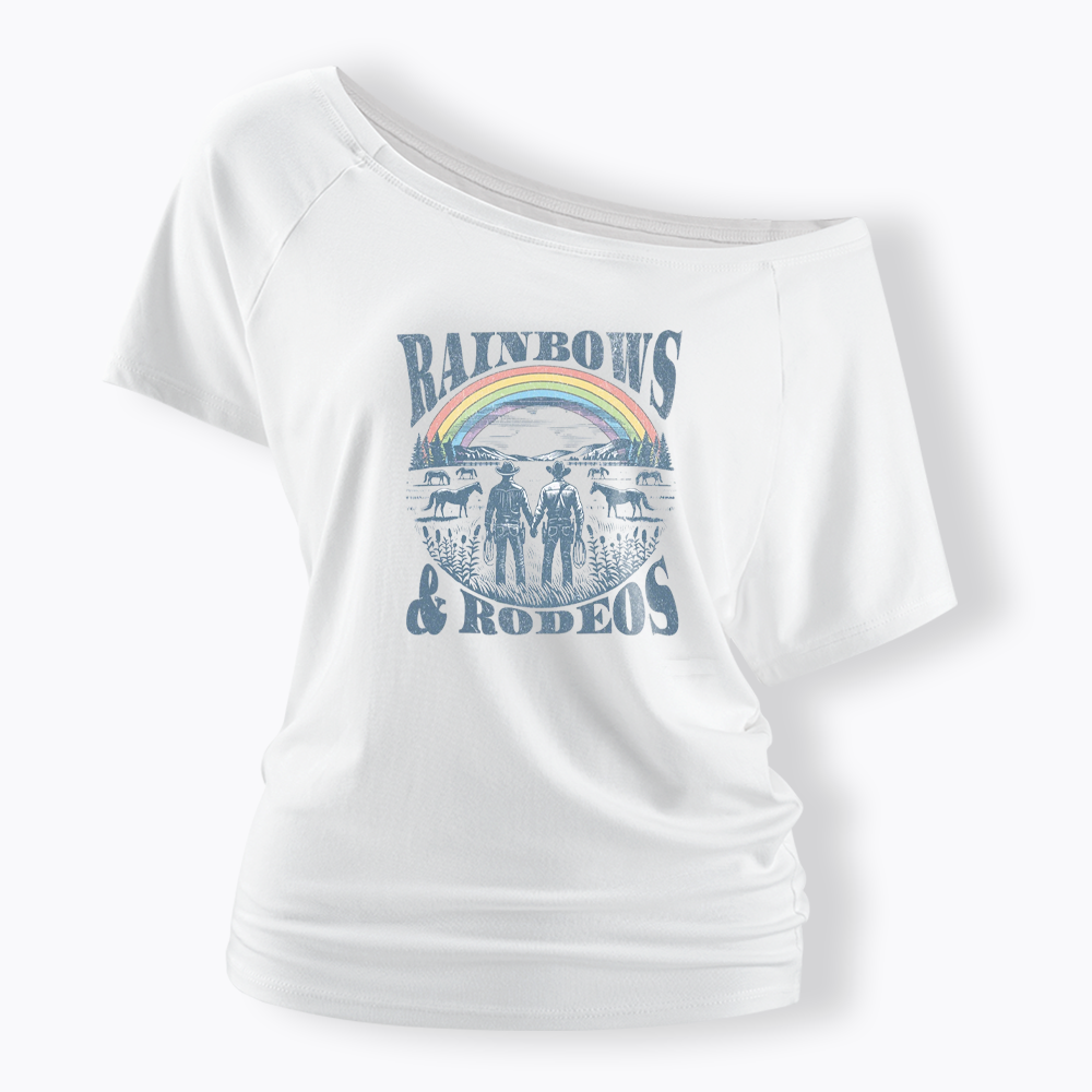 Rainbows Rodeo Off Shoulder T-shirt