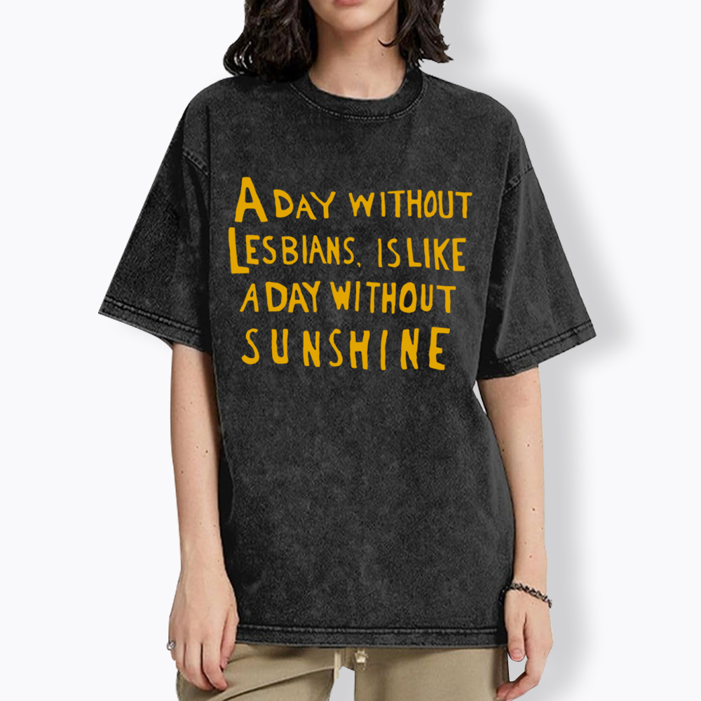 Day Without Sunshine Lesbian Washed T-Shirt
