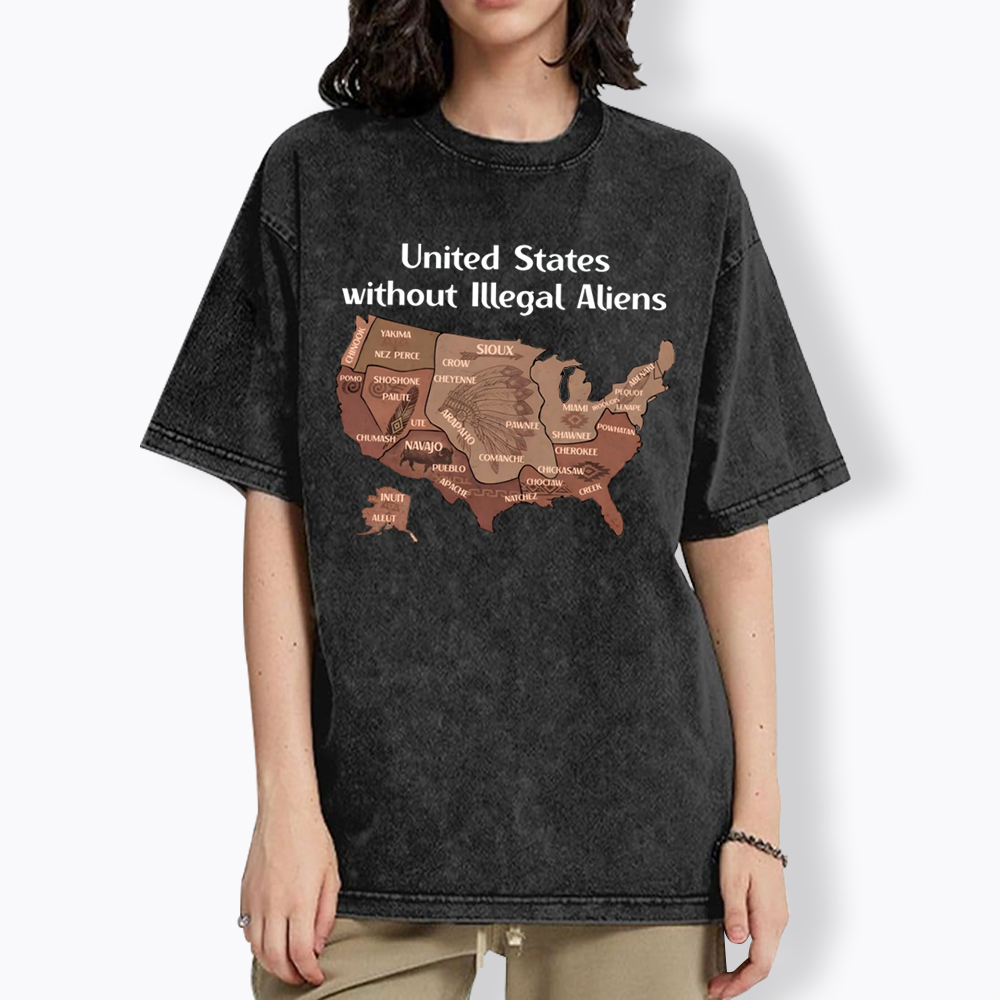 United States Without Illegal Aliens Washed T-Shirt