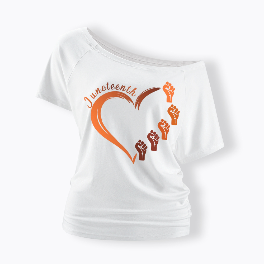Juneteenth Heart Black Pride Off Shoulder T-shirt