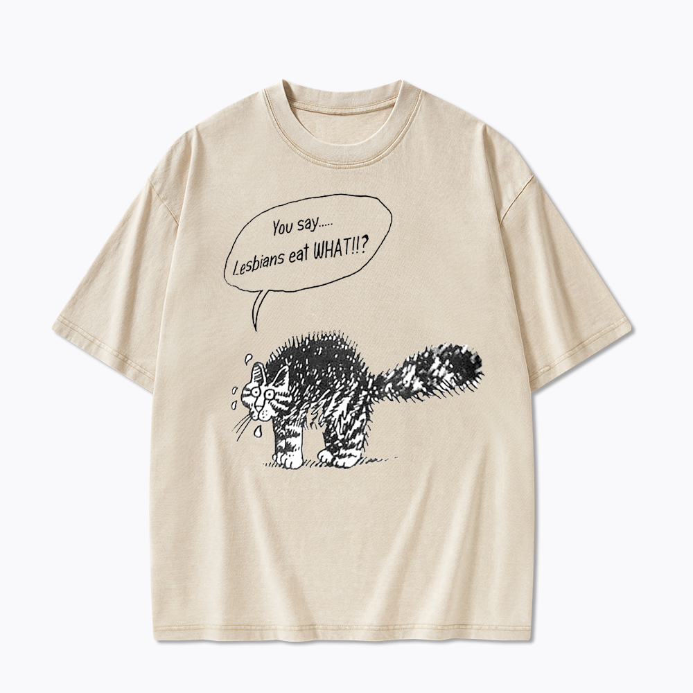 Cartoon Cat Washed T-Shirt