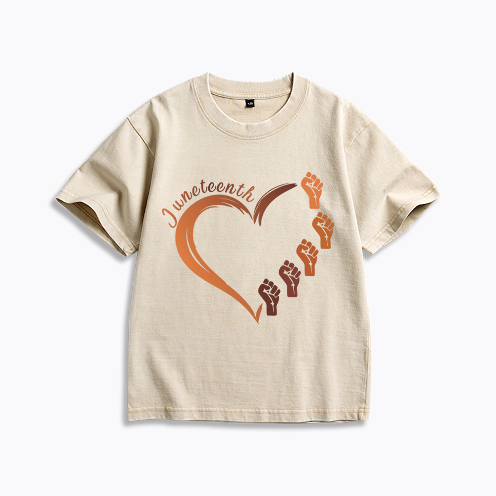 Juneteenth Heart Black Pride Kids Washed T-Shirt