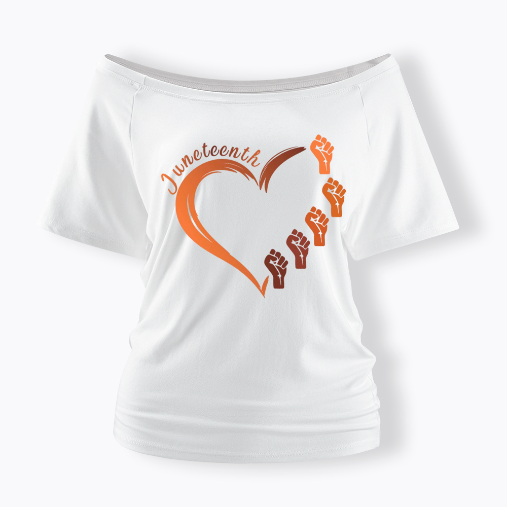 Juneteenth Heart Black Pride Off Shoulder T-shirt