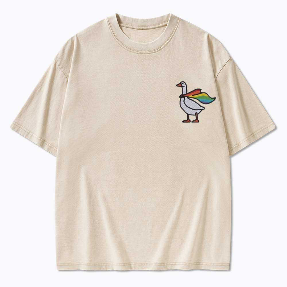 Rainbow Goose LGBTQ Washed T-Shirt