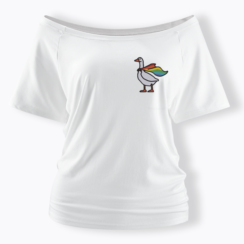 Rainbow Goose LGBTQ Off Shoulder T-shirt