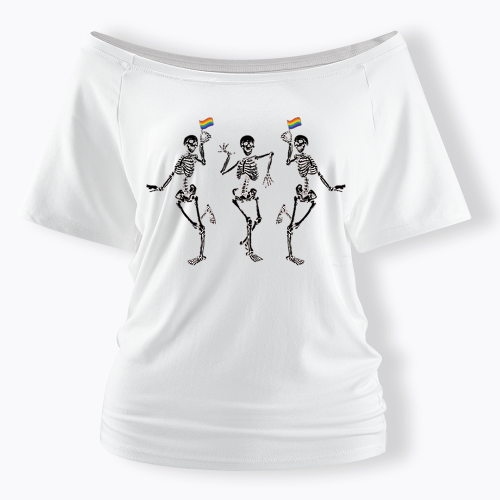 pride dancing skeleton Off Shoulder T-shirt
