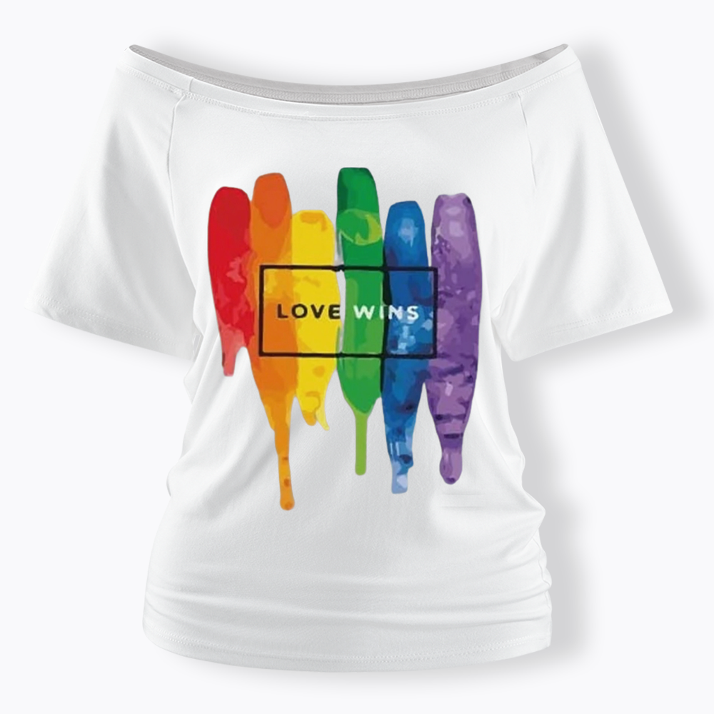 Love Wins Off Shoulder T-shirt