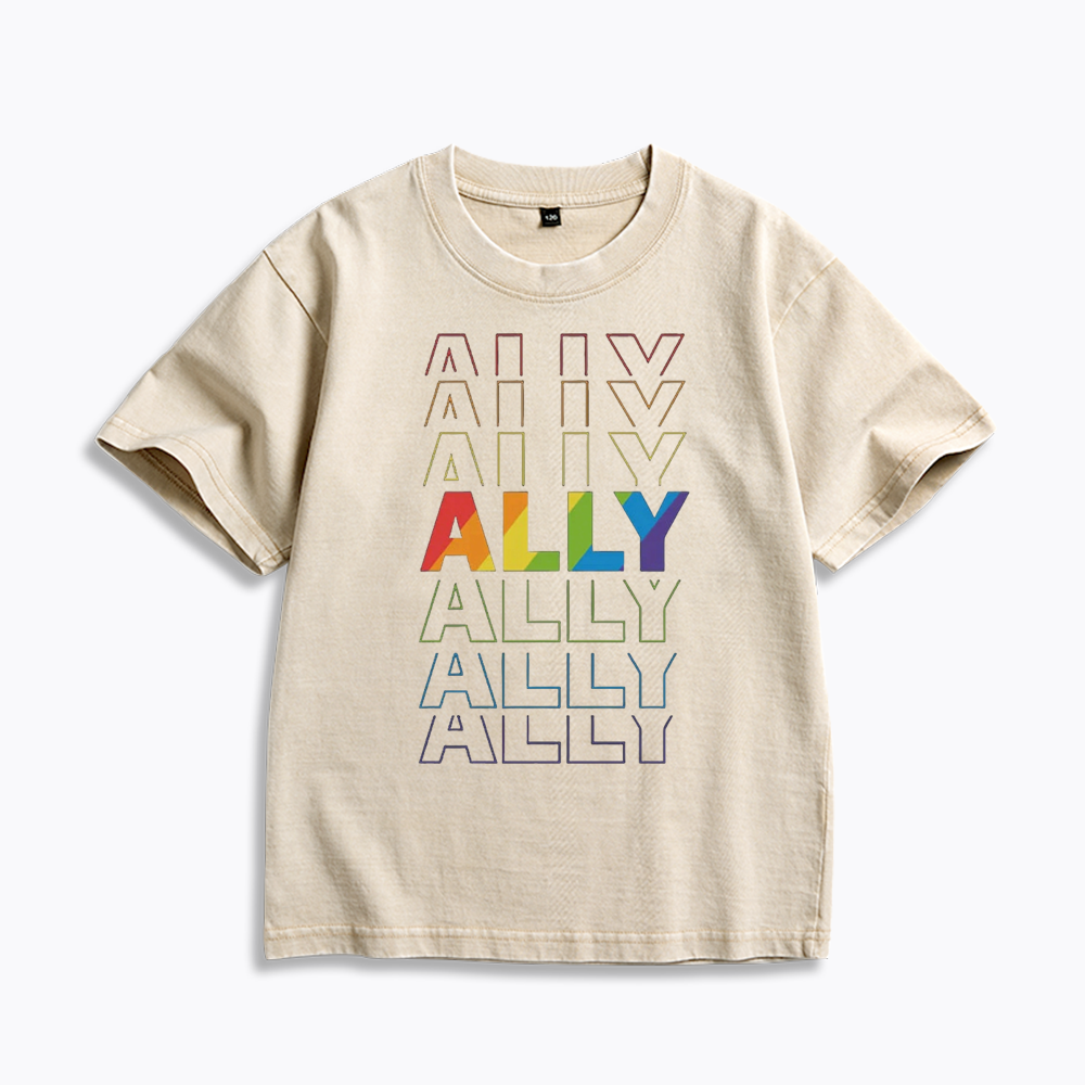 Pride Gift For Ally Kids Washed T-Shirt