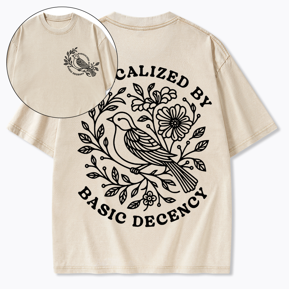 Radicalized By Basic Decency Floral Washed T-Shirt