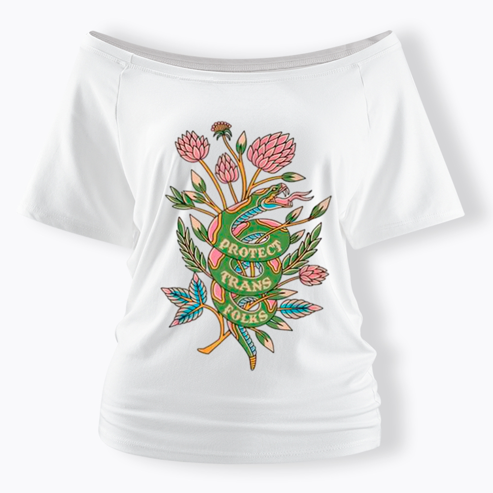 Protect Trans Folks Off Shoulder T-shirt