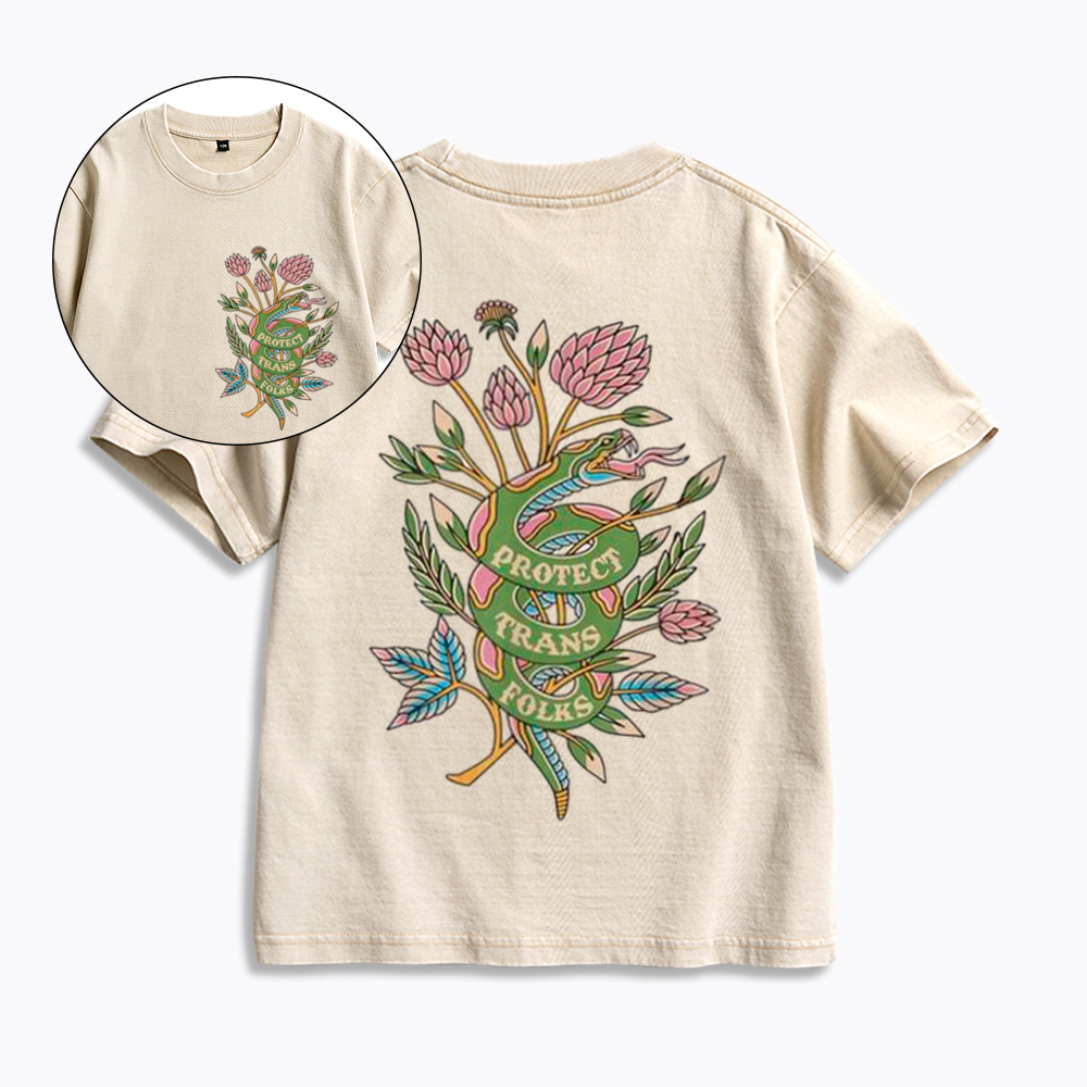 Protect Trans Folks Kids Washed T-Shirt
