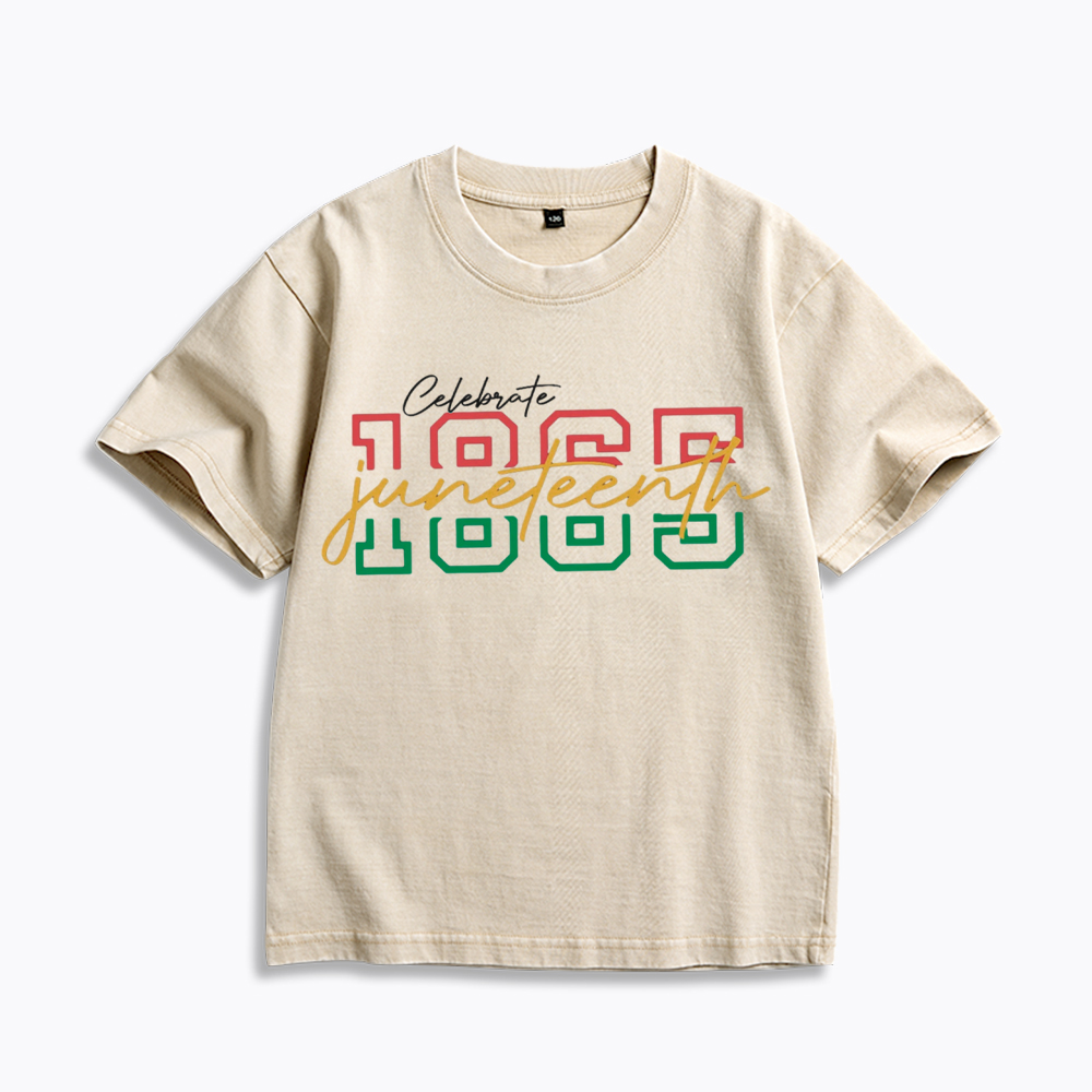 Celebrate 1865 Juneteenth Kids Washed T-Shirt