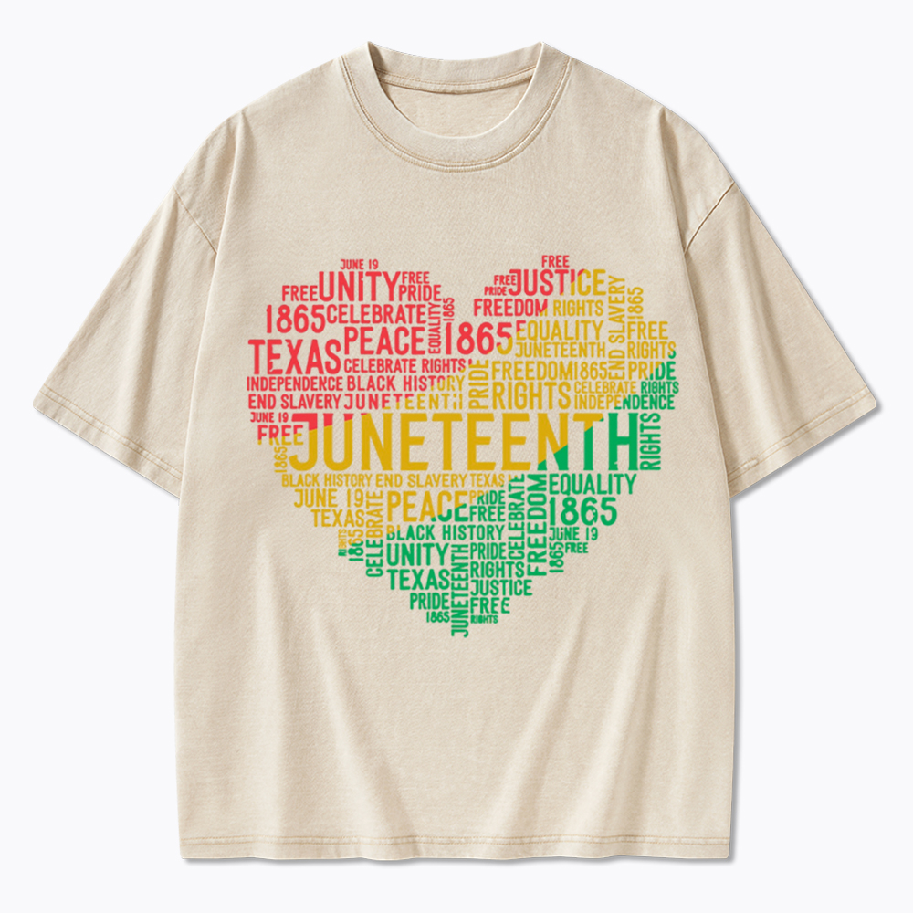 Juneteenth Heart Black History Washed T-Shirt