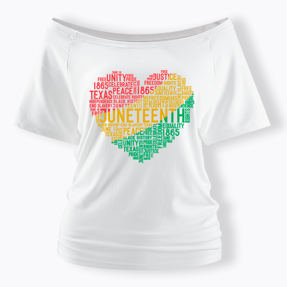 Juneteenth Heart Black History Off Shoulder T-shirt
