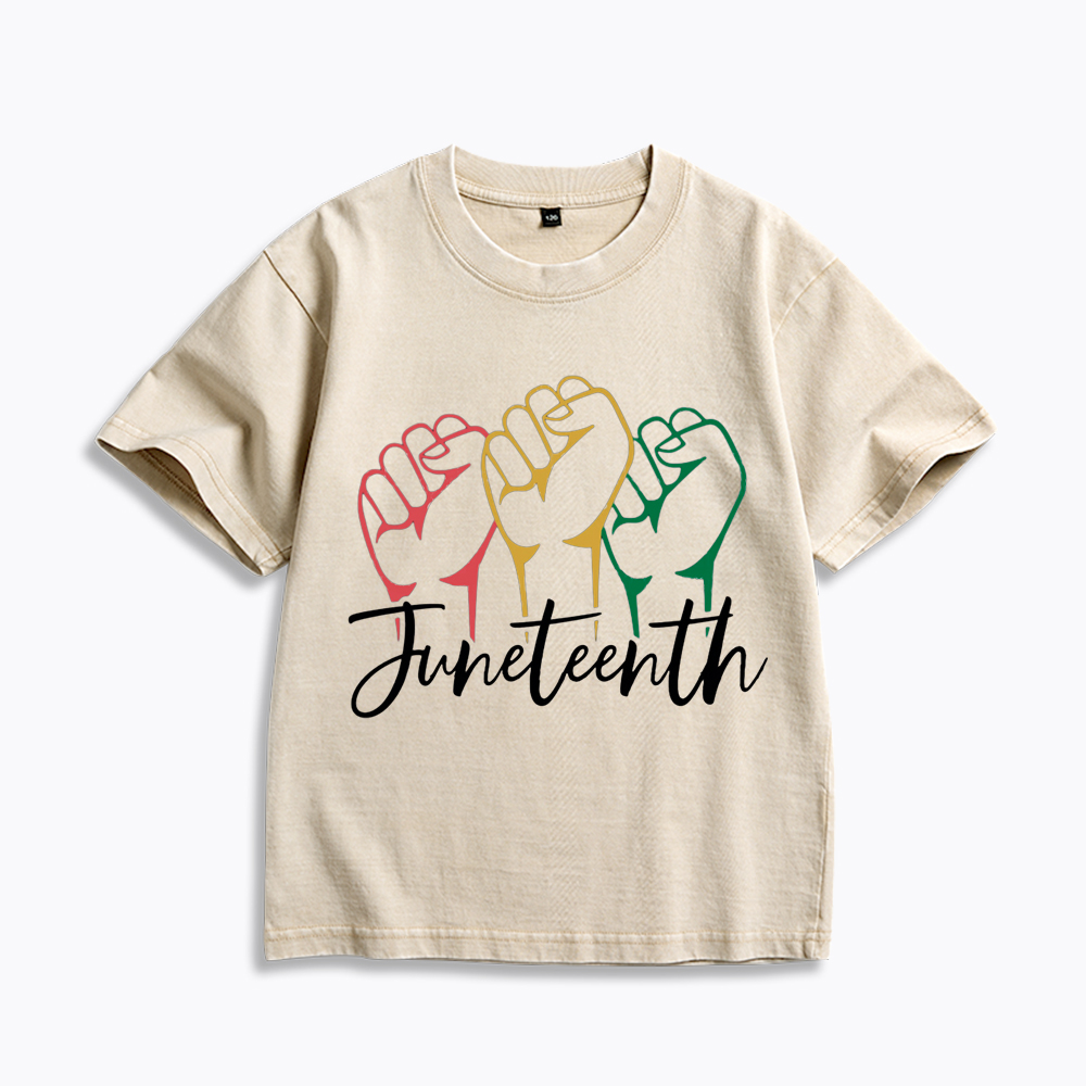 Juneteenth Black History Kids Washed T-Shirt
