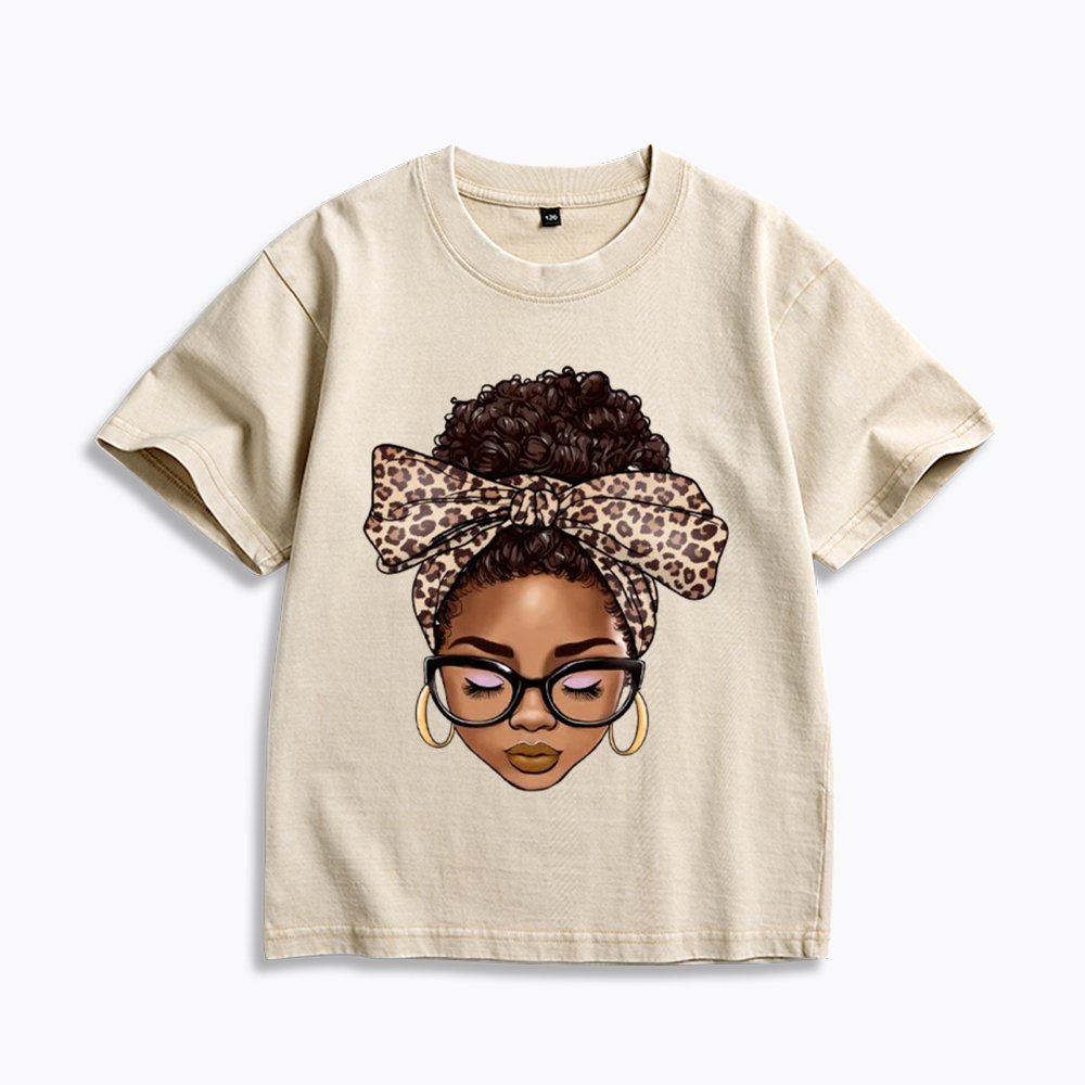 Black Woman Juneteenth Kids Washed T-Shirt