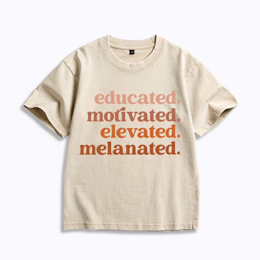 Educated Motivated Melanated Kids Washed T-Shirt