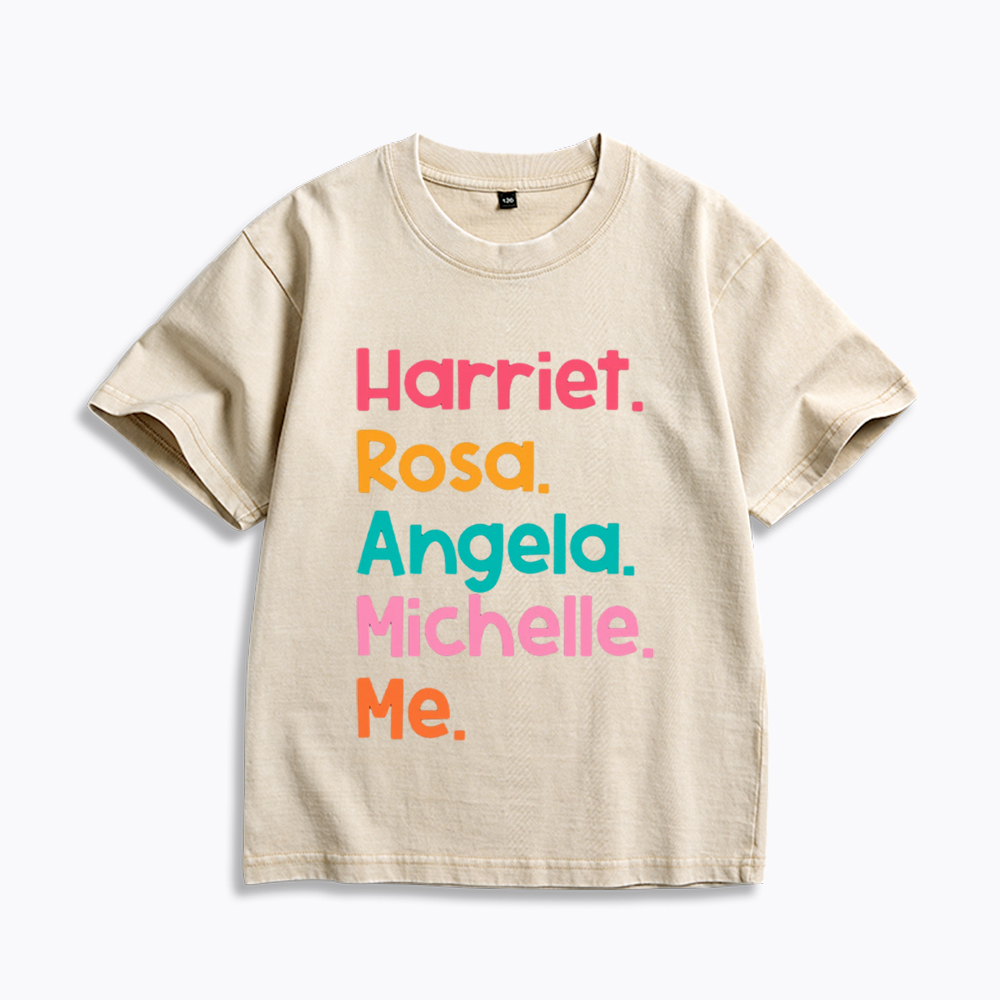 Women Leaders Harriet Rosa Angela Michelle Me Kids Washed T-Shirt