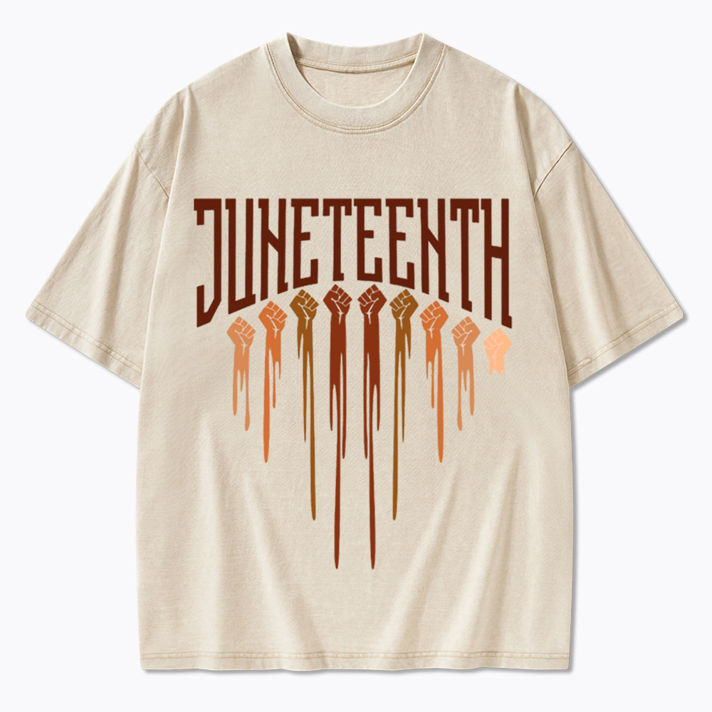 Different Races Skin Juneteenth Washed T-Shirt