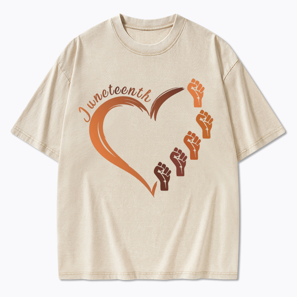 Juneteenth Heart Black Pride Washed T-Shirt