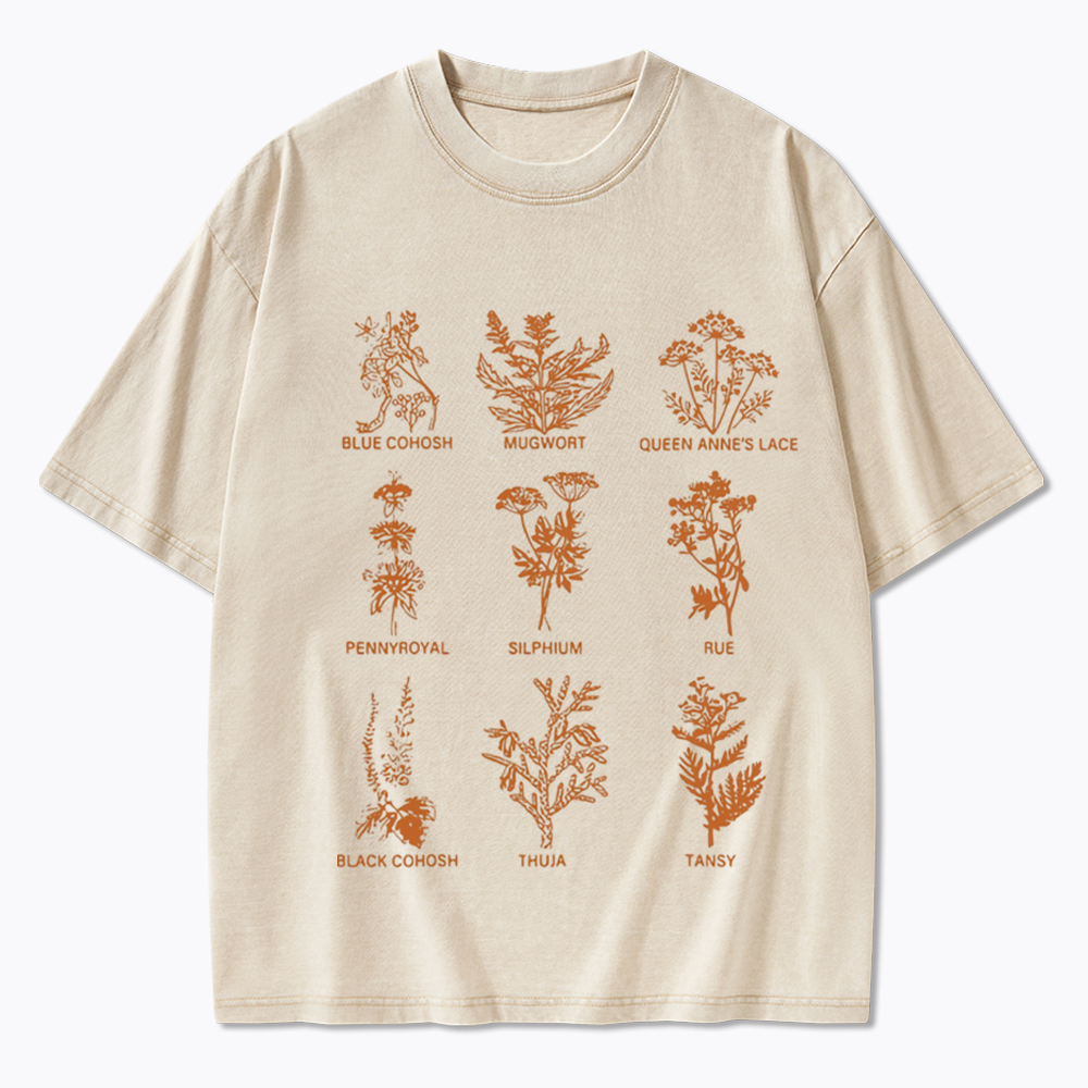 My Body My Choice Abortion Plant Herbs Washed T-Shirt