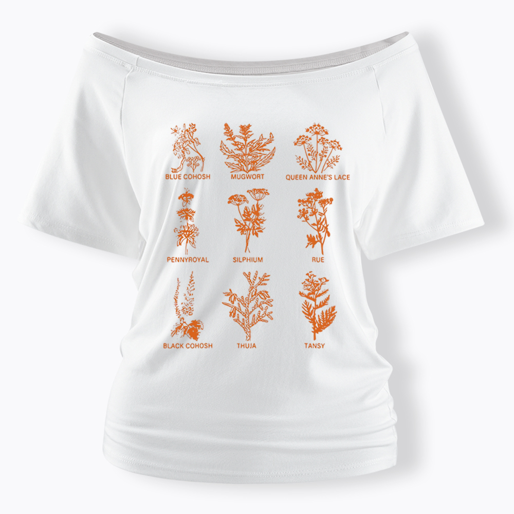 My Body My Choice Abortion Plant Herbs Off Shoulder T-shirt