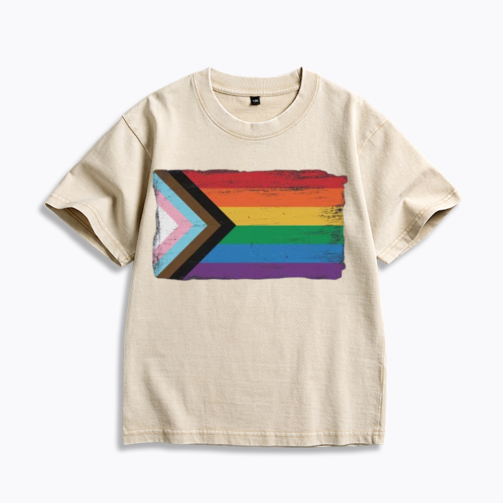 Progress Pride Flag Kids Washed T-Shirt