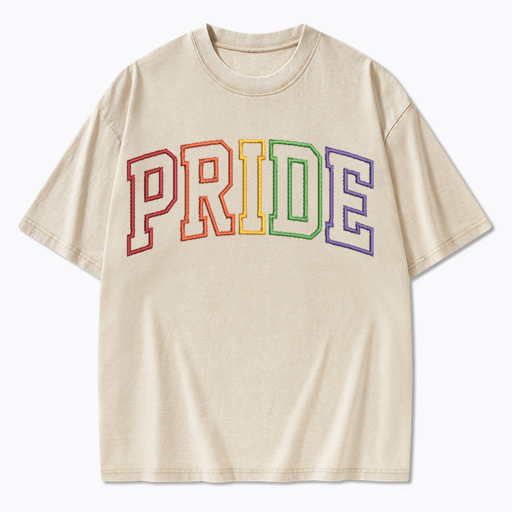 Embroidered Pride Washed T-Shirt