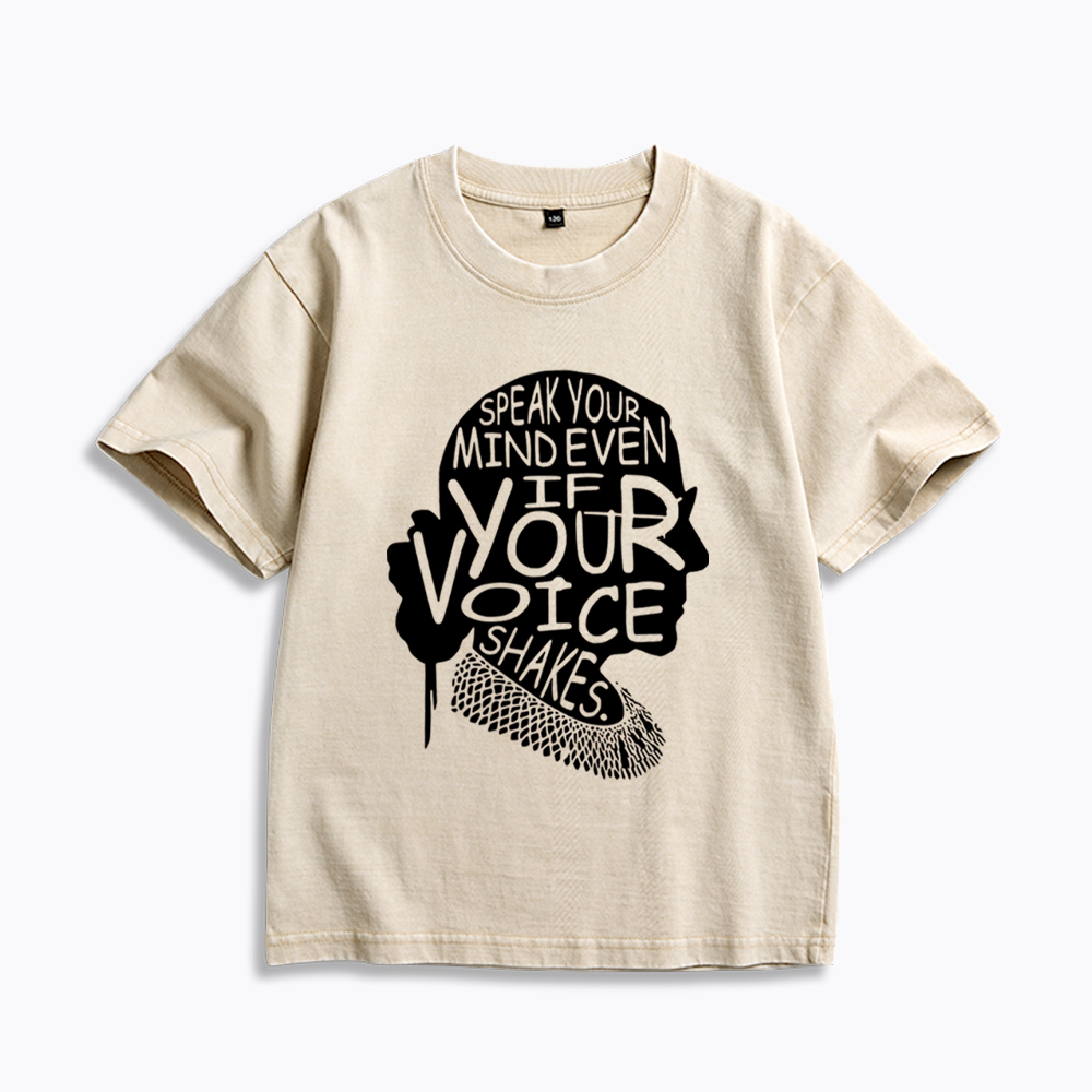 RBG Speak Your Mind Even Even If Your Voice Shakes Kids Washed T-Shirt