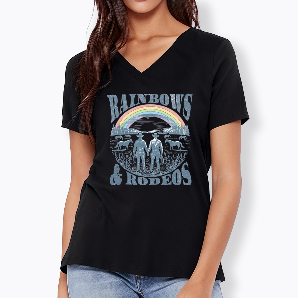 Rainbows Rodeo V-Neck Classic T-Shirt