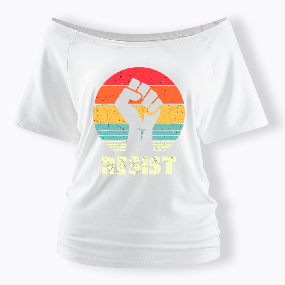 Resist Fist Off Shoulder T-shirt