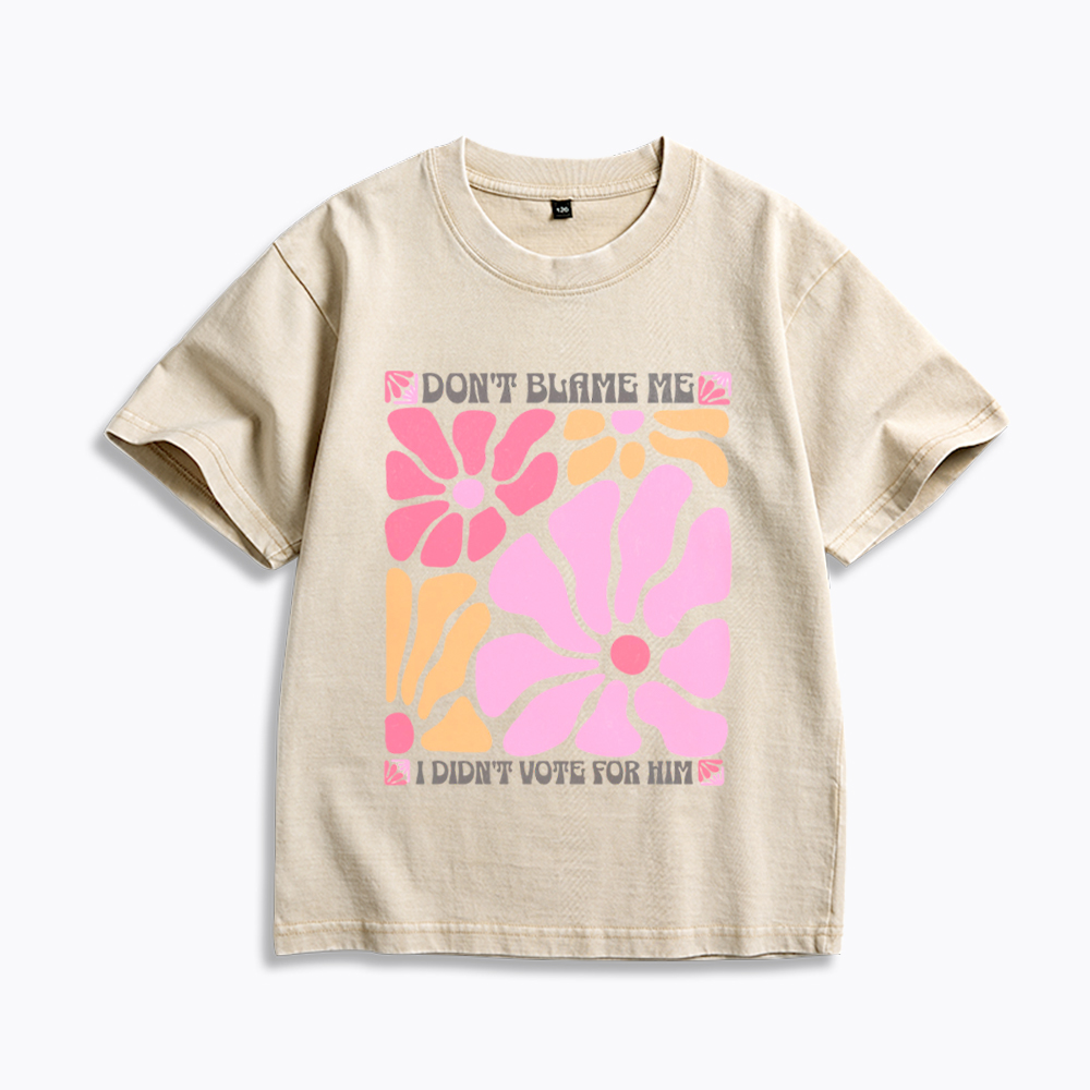 I Didn't Vote For Him Wildflowers Kids Washed T-Shirt
