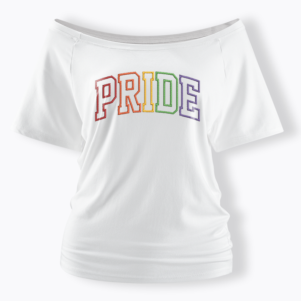 Embroidered Pride Off Shoulder T-shirt