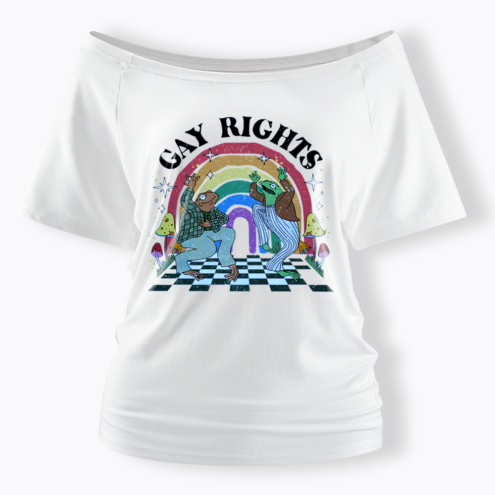 Pride Flag Off Shoulder T-shirt