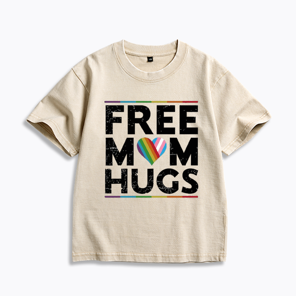 Free Mom Hugs Kids Washed T-Shirt 