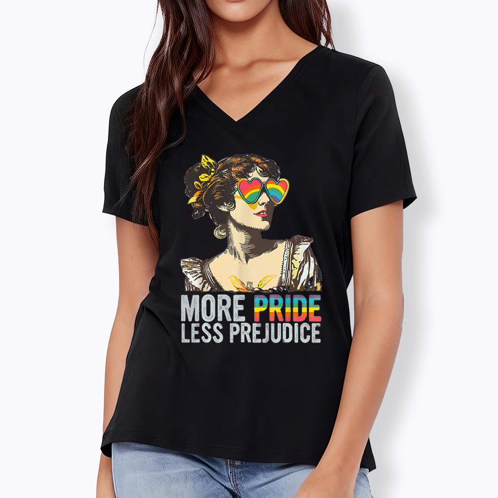 More Pride Less Prejudice V-Neck Classic T-Shirt